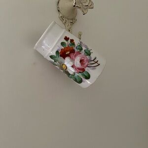 Hand-Painted Floral Porcelain Vase - Pink & Green Roses